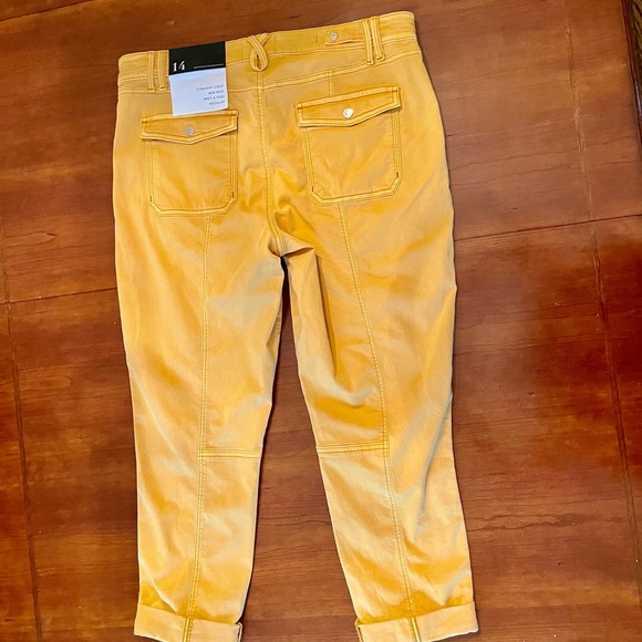 White House Black Market Mustard Straight Crop Pants Mid Rise Size 14 New - Picture 7 of 14
